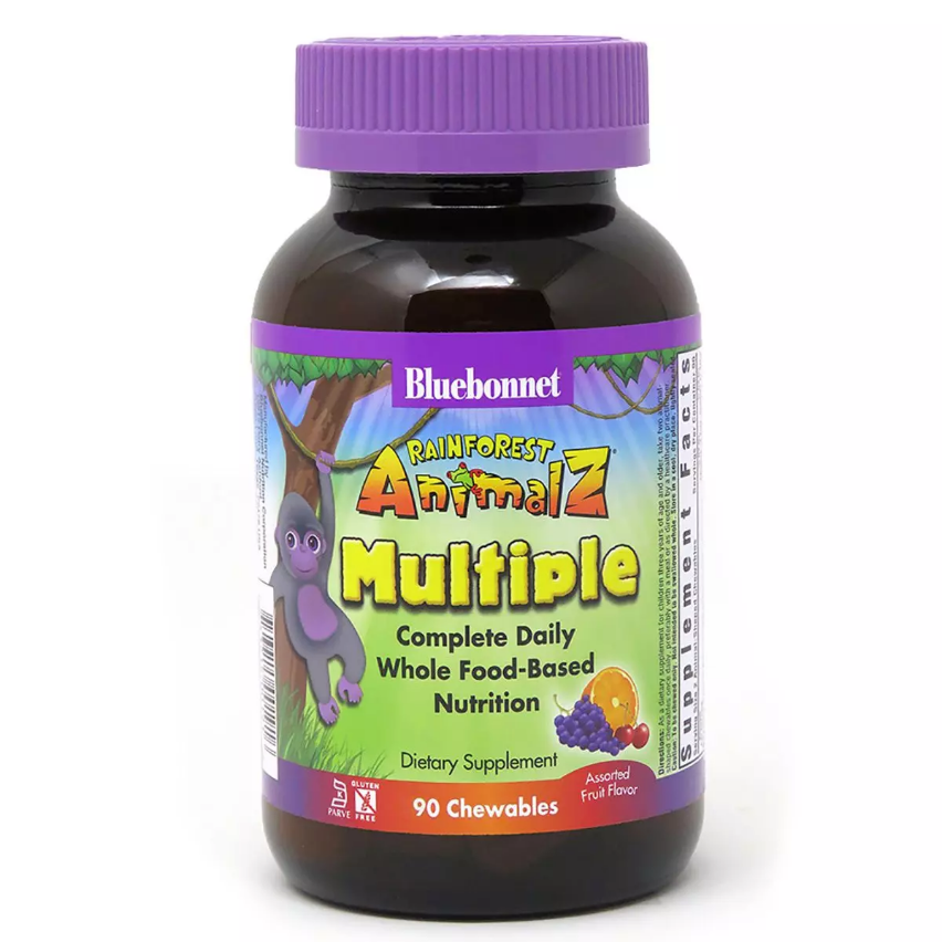 Мультивітаміни для Дітей, Смак Фруктів, Rainforest Animalz, Bluebonnet Nutrition, 90 жев. таб.