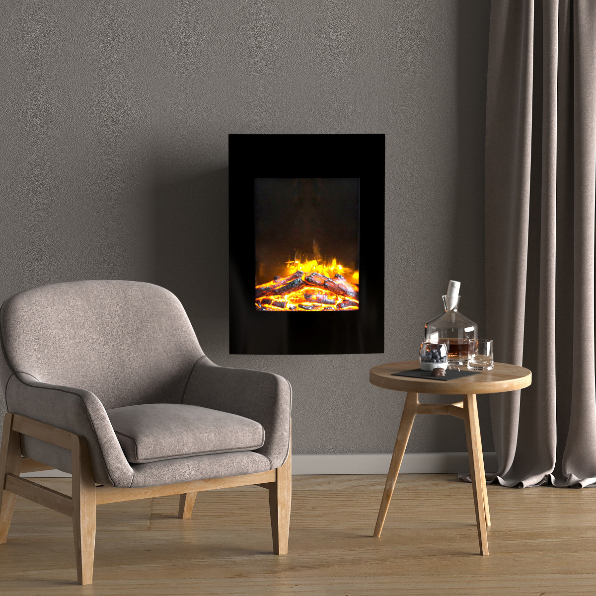 Настенный электрический камин Bonfire RLF-W06 (закругленное стекло ...