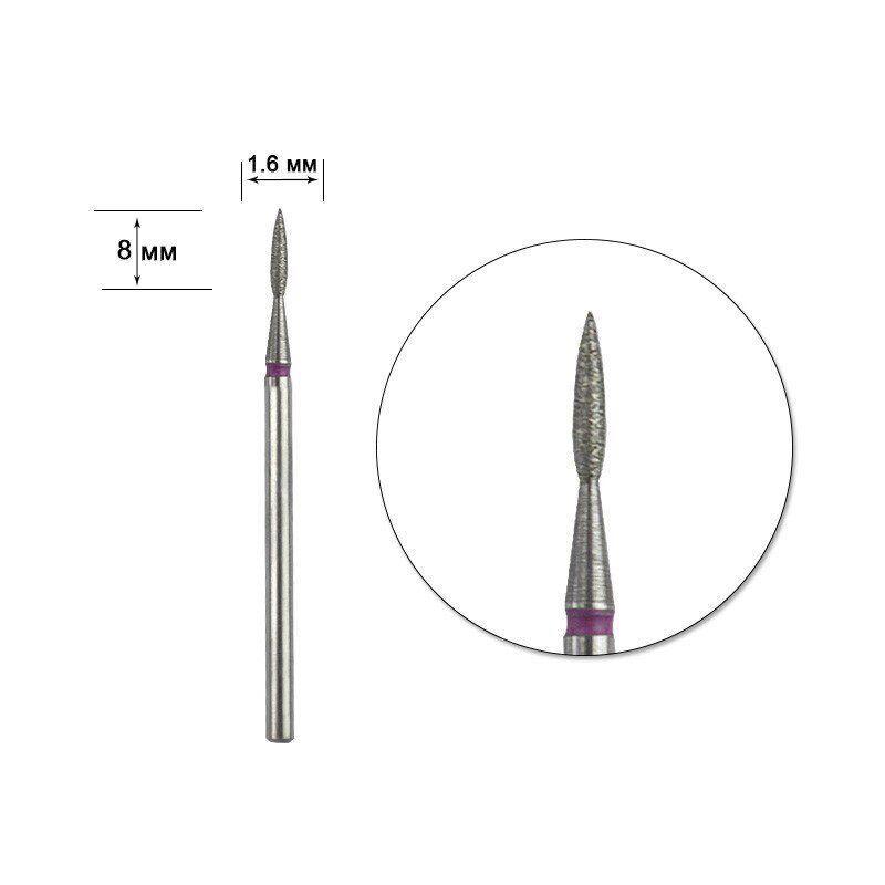 Фреза алмазна STALEKS гостре полум'я червона діаметр 1,6 мм/ робоча частина 8 мм, фото 1