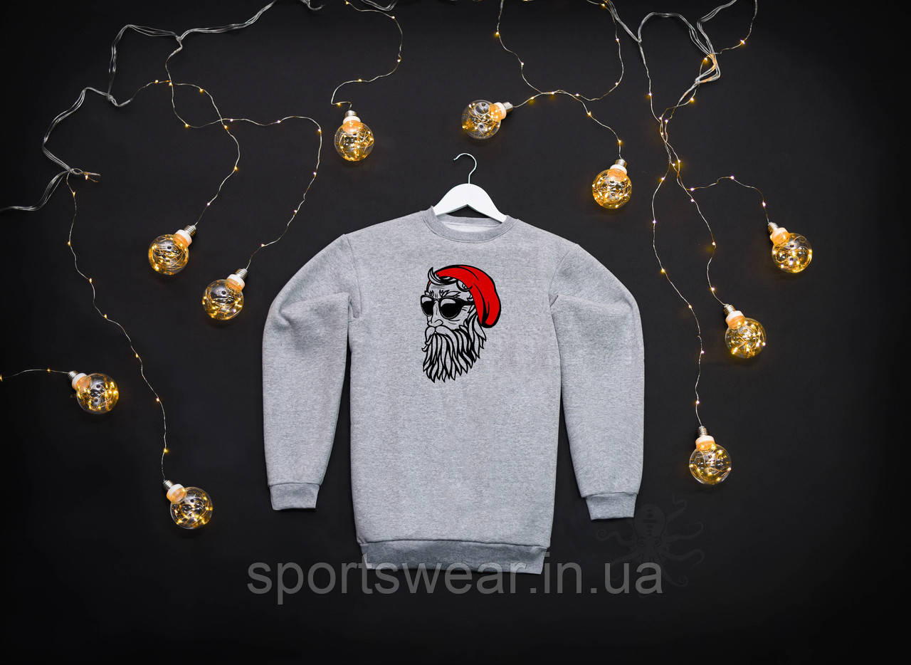 Светр чоловічий Новорічний Sweatshirt Santa Світшот з принтом Санта Кофта на корпоратив Батник святковий