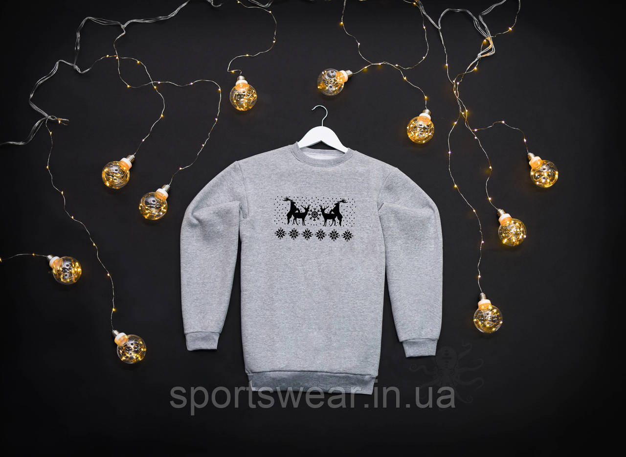 Светр чоловічий Новорічний Sweatshirt Santa Світшот з принтом Олені Санта Кофта на корпоратив Батник святковий