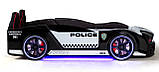 Ліжко Поліцейська машина з підсвічуванням, дверима, що відкриваються, і шкіряними м'якими бортами, фото 4