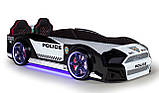 Ліжко Поліцейська машина з підсвічуванням, дверима, що відкриваються, і шкіряними м'якими бортами, фото 6