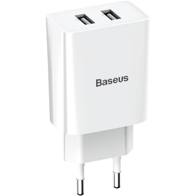Мережевий зарядний пристрій BASEUS TC-012 Speed Dual Mini U Charger White (CCFS-R02)
