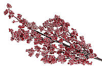 Декоративная ветка с декором из красных ягод с росой 60см, (734-508)