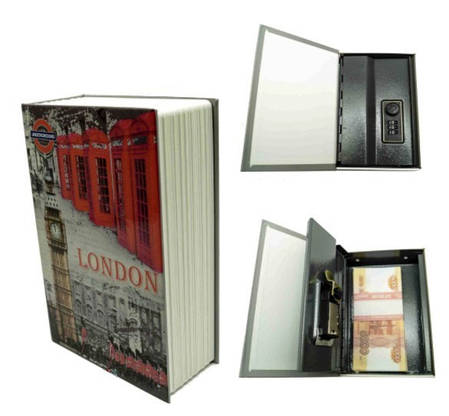 Книга сейф із кодовим замком 24 см Лондон для грошей, фото 2