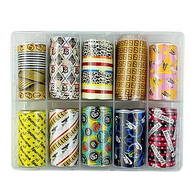 Набір для манікюру кольорова листова фольга 10шт, фольга для дизайну, фольга для лиття, фольга косметична