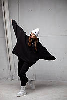 Спортивный костюм женский ОВЕРСАЙЗ зимний Bowl черный Комплект теплый на флисе Кофта + Штаны