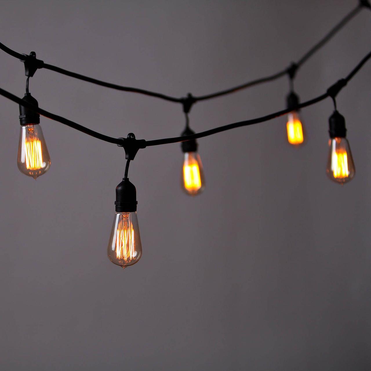 Світильник ретро гірлянда з кабелю і патронів Е27 на підвісці 10шт VELMAX 10м(без ламп)