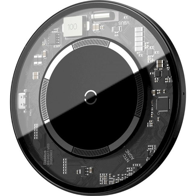 Бездротове зарядний пристрій для телефону BASEUS Simple Magnetic Wireless Charger Transparent (WXJK-E02)