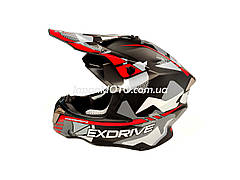 Шолом кросовий EXDRIVE (size: XL, чорно-червоний матовий, EX-806 MX)