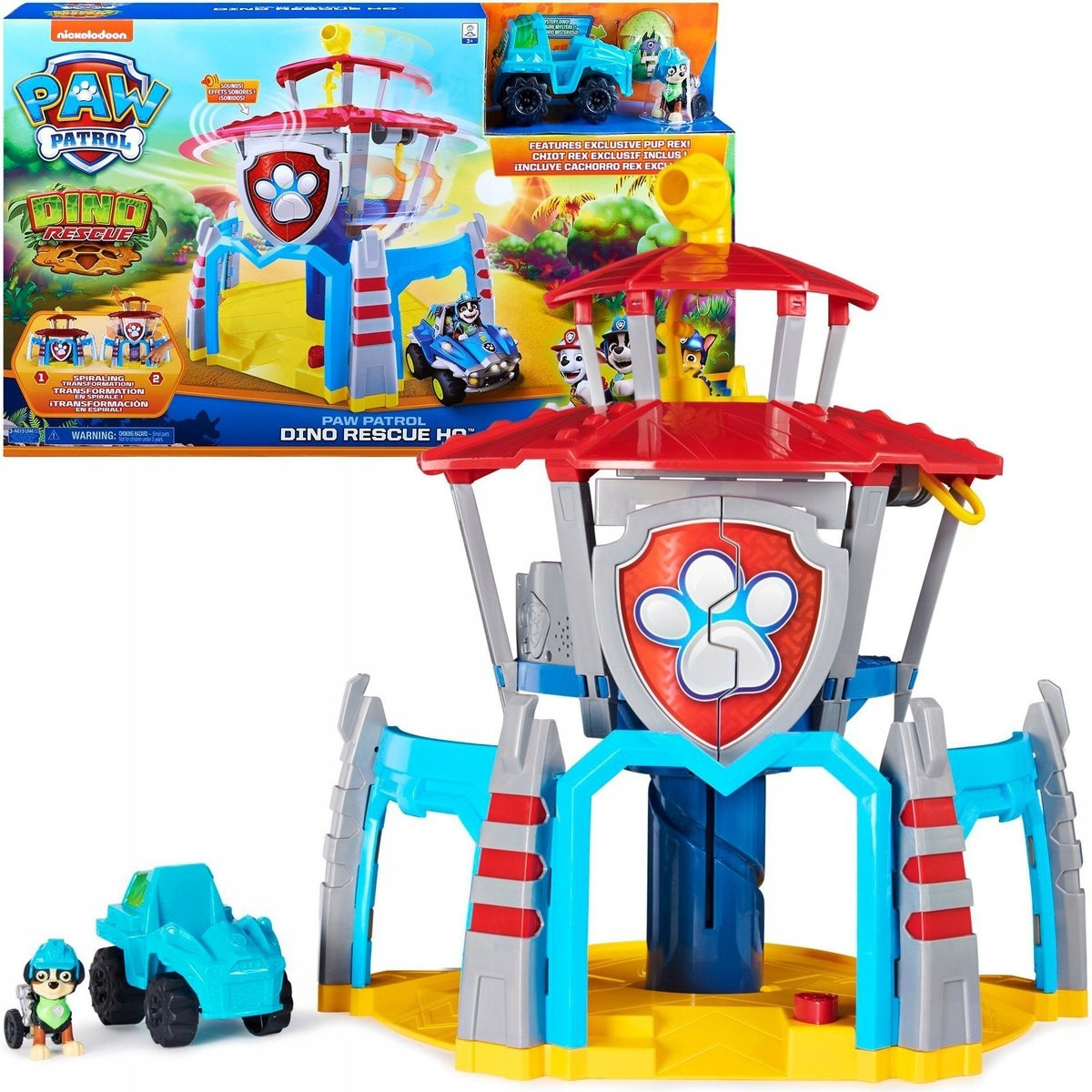 Paw Patrol Щенячий патруль Діно база Собачого патруля + фігурка Rex та автомобіль
