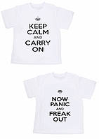 Парні футболки Family Look з принтом "Keep calm and carry on. Now panic and freak out" Push IT