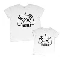 Жіночі футболки Family Look. Папа та син "Player 1. Player 2" Push IT