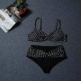 Роздільний купальник в чорний горошок з високою талією, фото 4