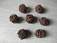 Кульки ротангові коричневі для декору та рукоділля 3 см (Шарики з ротанга)