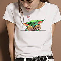 Жіноча футболка з принтом "Маленький Йода з серцем" Push IT