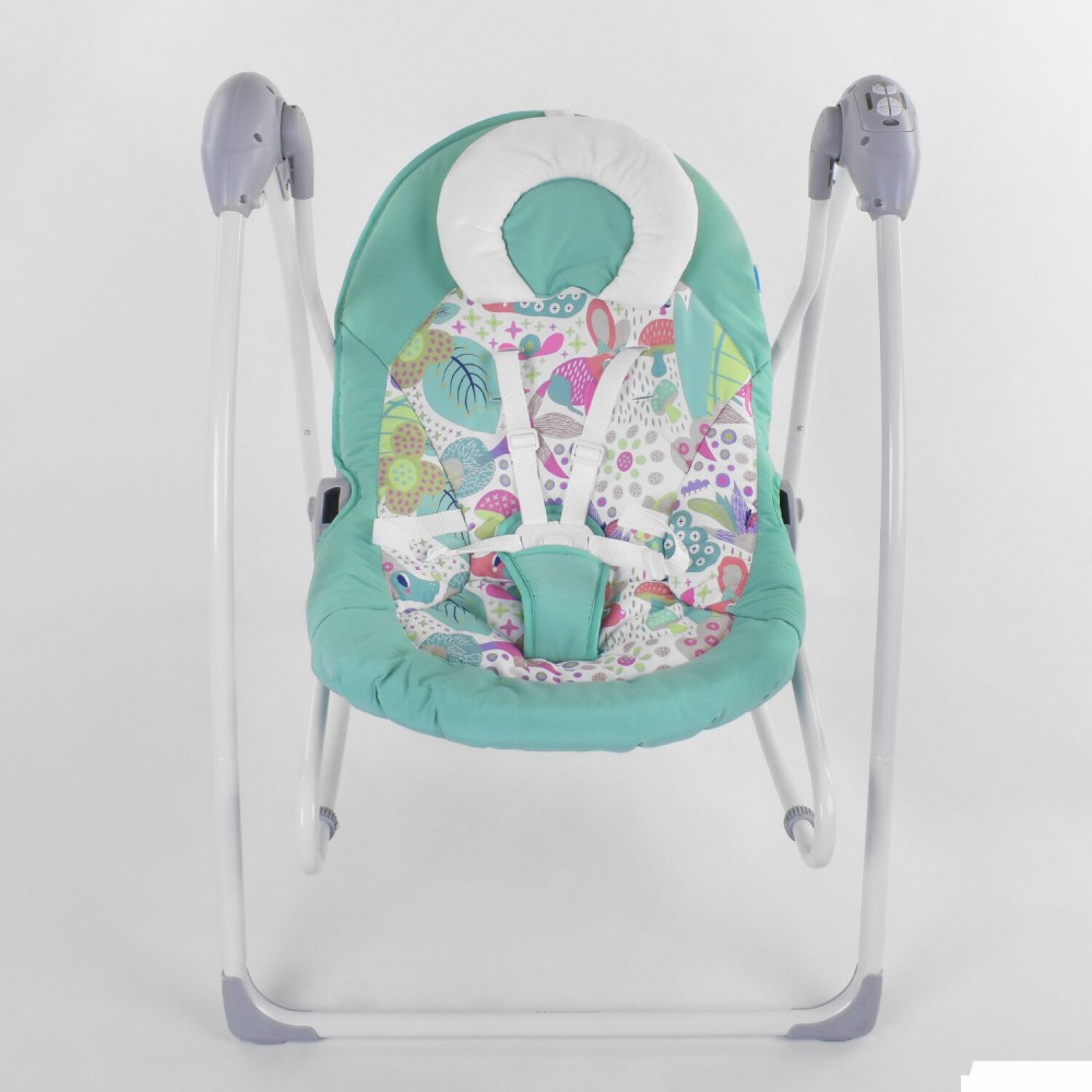 Детские шезлонг-качели 3 в 1 JOY CX-55109 Бирюзовый "Цветы" | Электронные качели для новорожденных - фото 4 - id-p1531003230