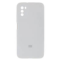 Чехол силиконовый с мягкой микрофиброй внутри Full Case для Xiaomi Poco M3\Поко М3 с логотипом Белый