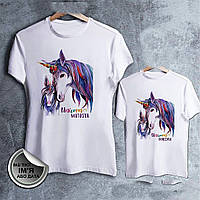 Парні футболки з принтом "Unikorn matusya, donechka" Push IT