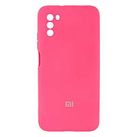 Чехол силиконовый с мягкой микрофиброй внутри Full Case для Xiaomi Poco M3\Поко М3 с логотипом Розовый