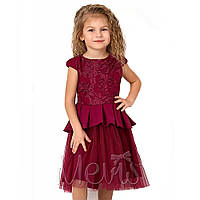 Дитяче святкове плаття з мереживом для дівчинки Mevis бордове