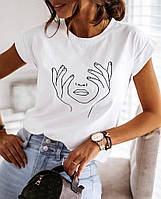 Женская футболка с принтом "Лицо в ладонях" Push IT