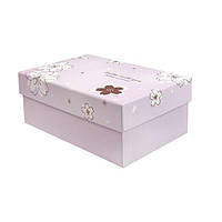 Подарункова коробка з квітами рожева, S - 22.5х15.5х9 см  Кітті