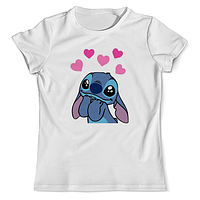 Жіноча футболка з принтом Стіч у сердечках Push IT