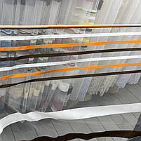 Якісний білий тюль з фатину з помаранчевими, білими та темно-коричневими смужками на метраж, висота 2.8 м (ROWI-ORANGE), фото 4