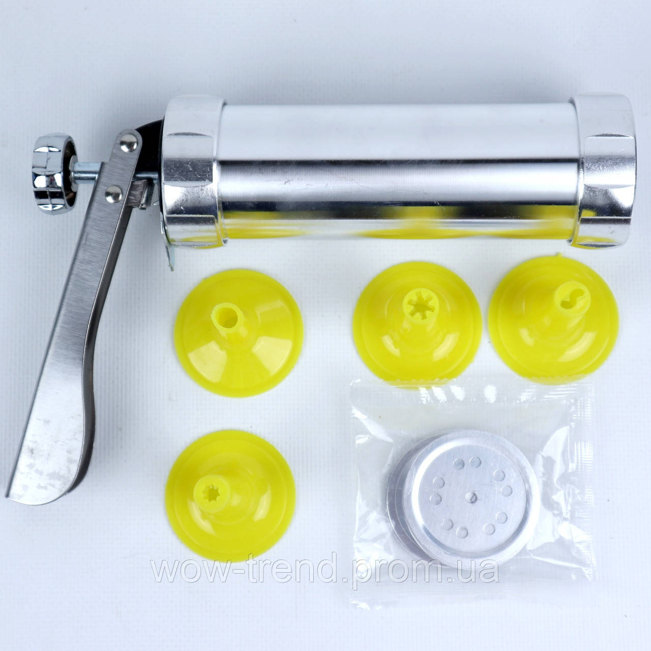 Кондитерський шприц алюмінієвий прес з насадками для випічки - фото 1 - id-p1519854209