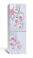 Декоративная наклейка на холодильник Розовые георгины 65х200 см, интерьерные наклейки на кухню