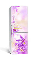 Декоративная наклейка на холодильник Фиолетовые цветы 65х200 см, интерьерные наклейки на кухню