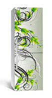 Декоративная наклейка на холодильник Зеленые завитки 65х200 см, интерьерные наклейки на кухню