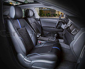 Авточохли на передні сидіння CarFashion, модель SECTOR FRONT, чорний/синій