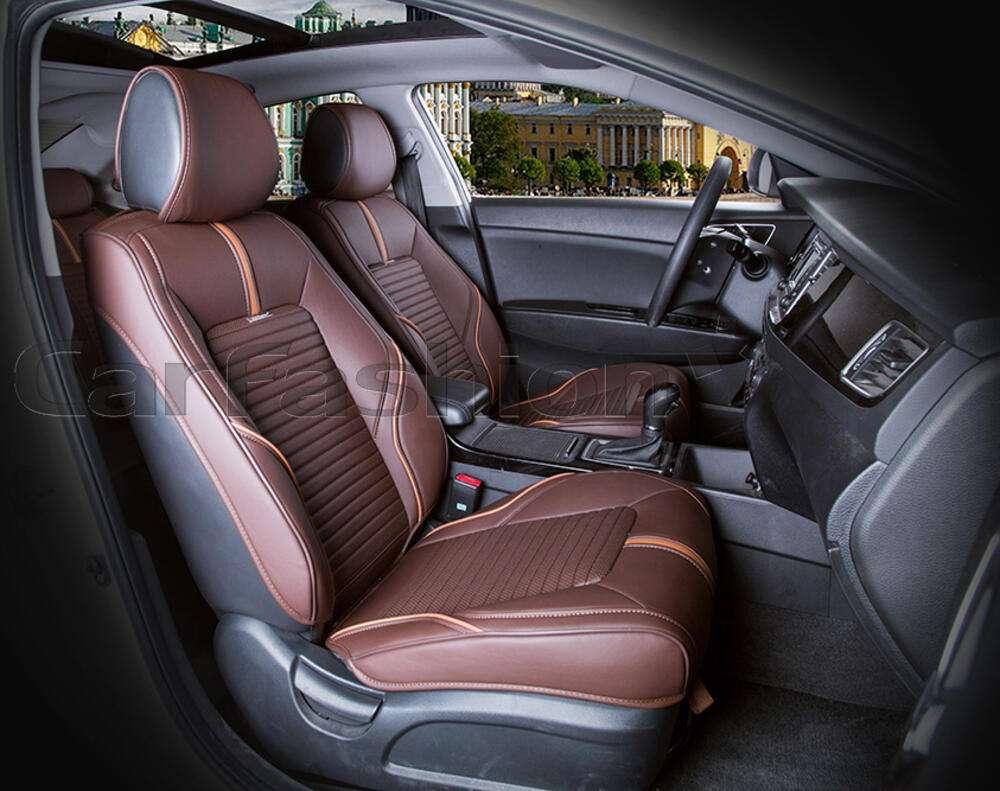 Авточохли на передні сидіння CarFashion, модель SECTOR FRONT, коричневий/коричневий, фото 1