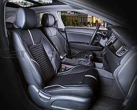 Авточохли на передні сидіння CarFashion, модель SECTOR FRONT, чорний/сірий