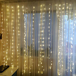 Гірлянда "ШТОРА" 160 LED, розмір 2.0*2, штора/світлова завіса/дощ, тепле світло