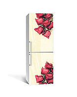 Наклейка на холодильник виниловая Бутоны Алых Роз 650х2000 мм оклейка холодильника пленкой