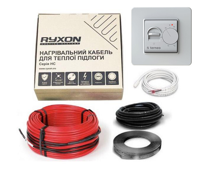 Комплект тонка електрична тепла підлога Ryxon HC-20-120 (12,0-15,0 м2) Ріксон опалення і Terneo mex механічний