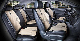 Повний комплект авточохлів CarFashion, модель SECTOR PLUS, бежевий/чорний