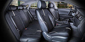 Повний комплект авточохлів CarFashion, модель SECTOR PLUS, чорний/бежевий