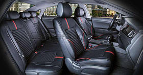 Повний комплект авточохлів CarFashion, модель SECTOR PLUS, чорний/червоний