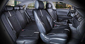 Повний комплект авточохлів CarFashion, модель SECTOR PLUS, чорний/сірий