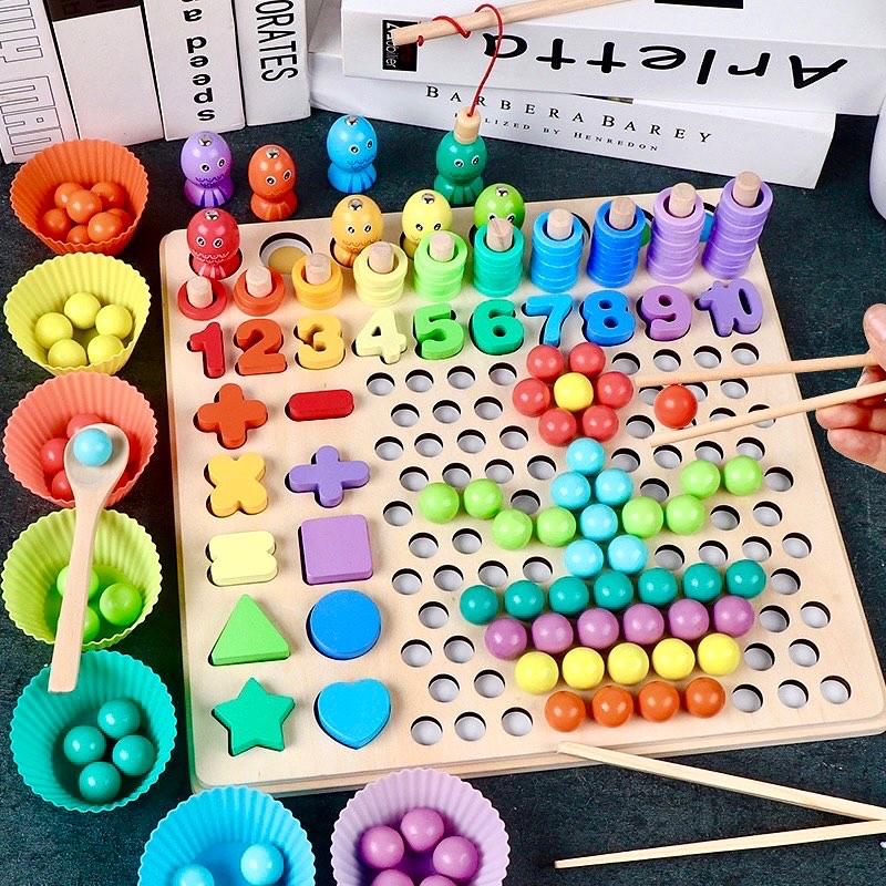 Розвиваюча дерев'яна гра Сортер Монтессорі 5 в 1 з риболовлею WD13118, фото 1