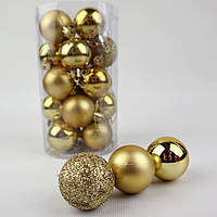 Елочные украшение шары золото Набор 20 шт, 4см глянец, матовые, блески