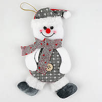 Елочное украшение снеговик 17 см серый мягкая игрушка-подвеска