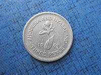 Монета 3 пенси Родезія і Ньясалэнд Британські 1962 1964 два роки ціна за 1 монету