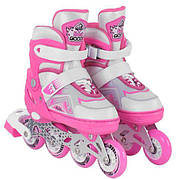 Ролики розсувні для дівчинки 9225-М Best Roller, розмір 34-37 колеса PVC, рожеві