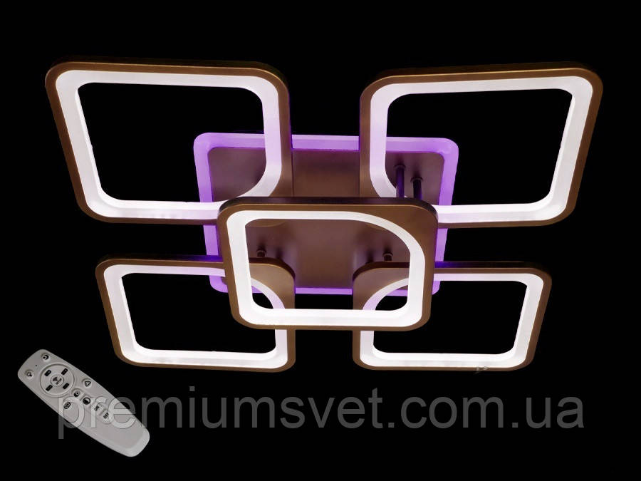 Стельова світлодіодна люстра, колір коричневий A8060/4+1 CF LED RGB dimmer, фото 1